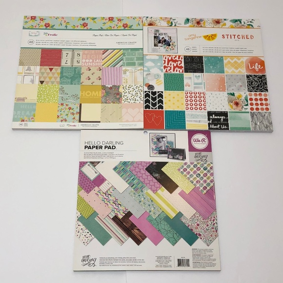 Lot 3 American Crafts 12x12 Scrapbook Paper Pads